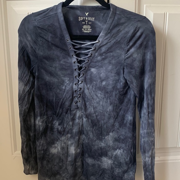 American Eagle Shirt Blue Tie Dye - Picture 1 of 4